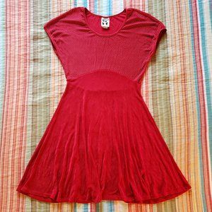 Vintage Red 90s Stretch Skater Dress by Zanoni